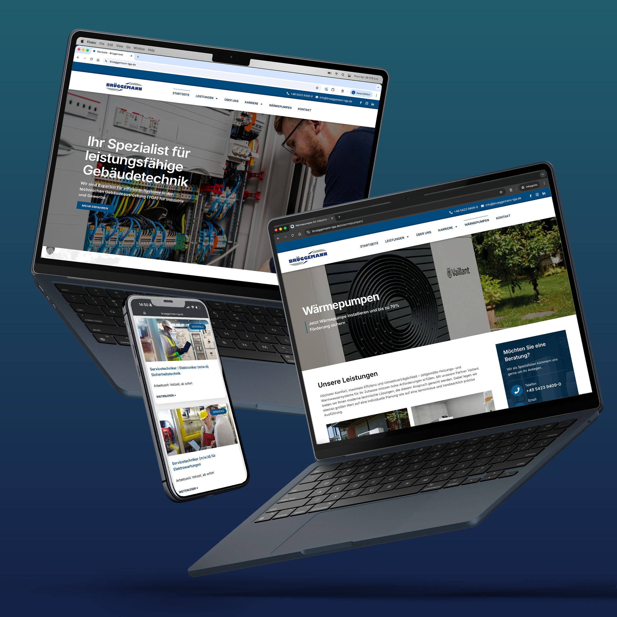 Modernes responsives Webdesign mit optimierter Darstellung auf Desktop, Tablet und Smartphone.