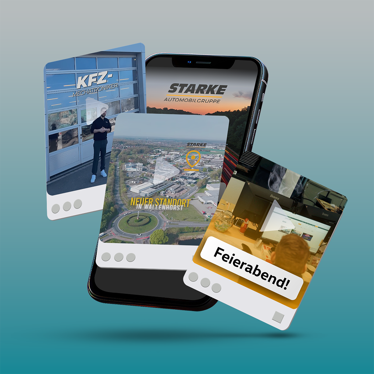 Kreativer Social-Media-Content für Unternehmenskommunikation auf Instagram, Facebook, LinkedIn und weiteren Plattformen.